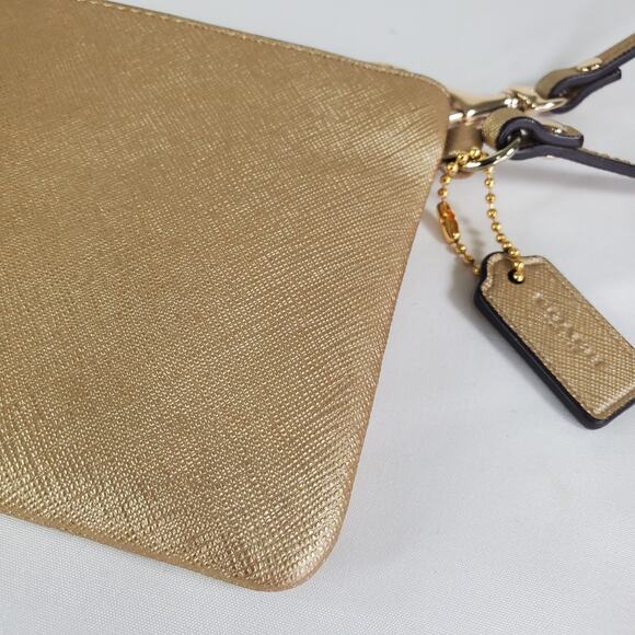 Coach Small Wristlet Wallet Clutch Gold Tone Saffiano Leather - Picture 10 of 10